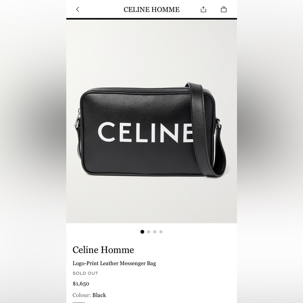 CELINE HOMME Black White Logo Leather Shoulder Messenger Crossbody Bag LIKE NEW - Picture 10 of 10